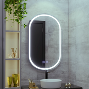 LED oválné zrcadlo 50X80cm, Velara Touch, Demister System, Stmívatelné, Studené světlo 6000K