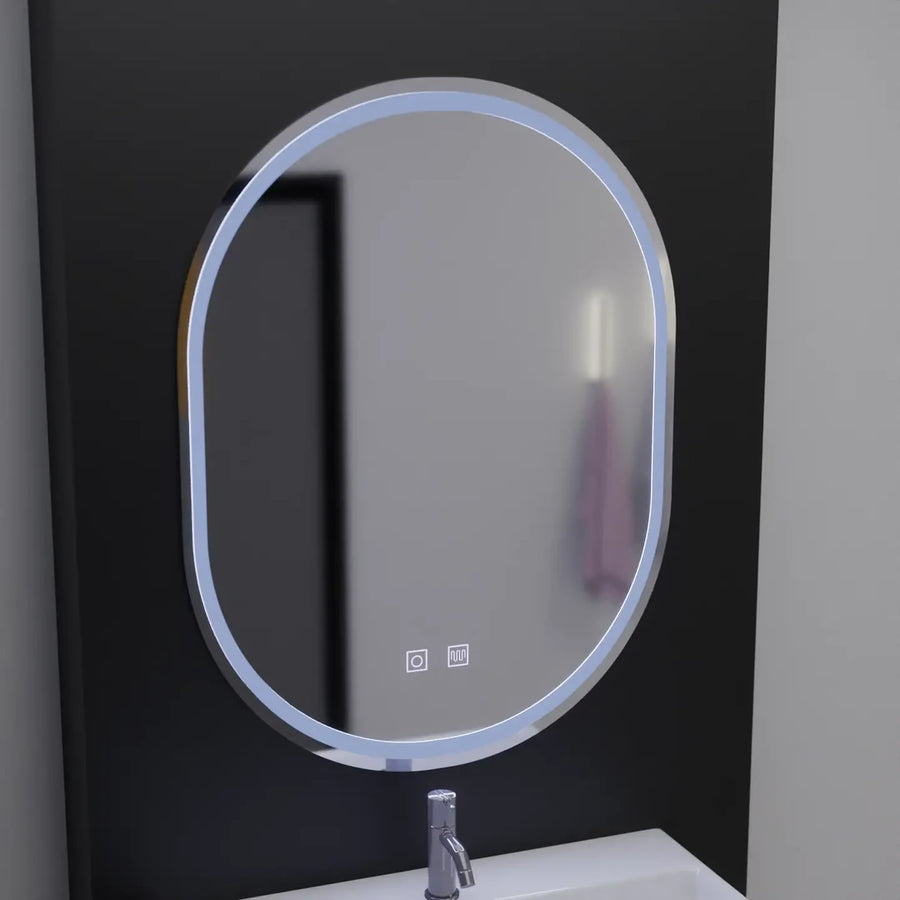 Oválné LED zrcadlo, 60x80cm, Velara Touch, Demister System, Stmívatelná zrcátka Korman E Výchozí název Alessandro Design