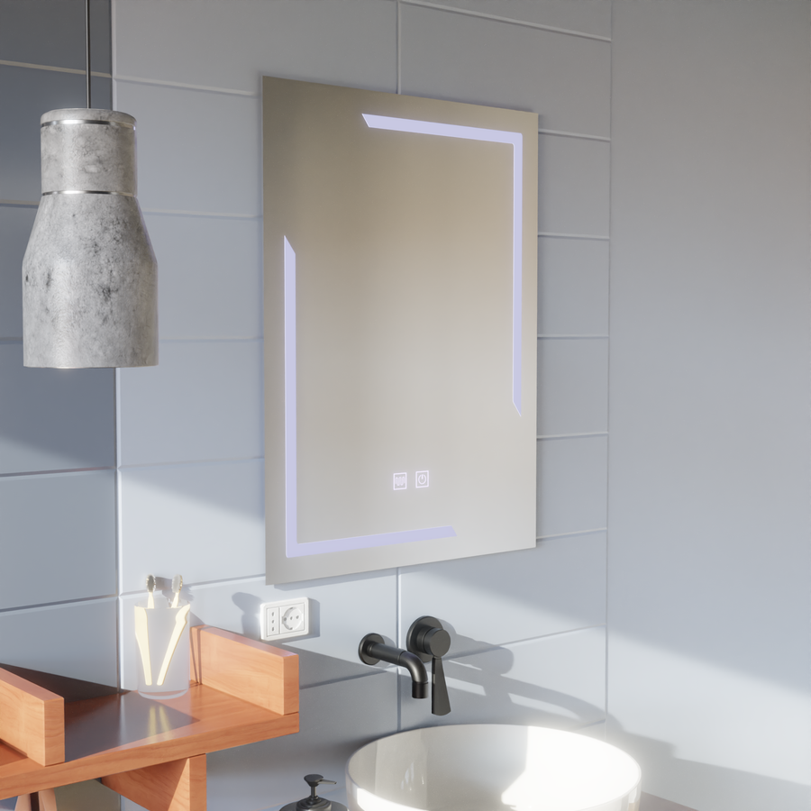 Obdélníkové LED zrcadlo, 45x60cm, ECLISSA Touch, Demister System, Stmívatelné, Studené světlo 6000K Zrcadla Korman E Výchozí název Alessandro Design