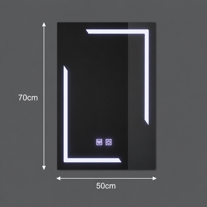 Obdélníkové LED zrcadlo, 50x70cm, ECLISSA Touch, Demister System, Stmívatelné