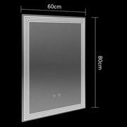 Obdélníkové LED zrcadlo, 60x80cm, ADIS Touch, Demister System, Stmívatelné