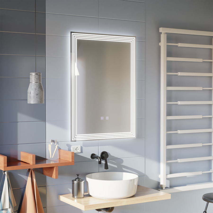 Obdélníkové LED zrcadlo, 60x80cm, ADIS Touch, Demister System, Stmívatelné zrcátka Korman E Výchozí název Alessandro Design