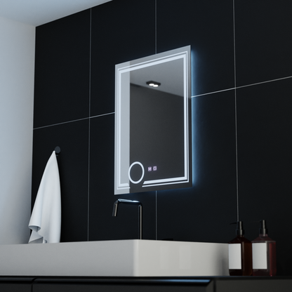 Obdélníkové LED zrcadlo, 60x80cm, CANTO Touch, Demister System, Stmívatelná zrcátka Korman E Výchozí název Alessandro Design