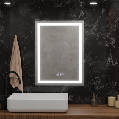 Obdélníkové LED zrcadlo, 60x80cm, RADIANTE Touch, Demister System, Stmívatelné