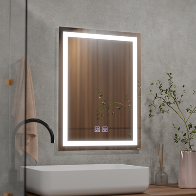 Obdélníkové LED zrcadlo, 50x70cm, RADIANTE Touch, Cold Light, Demister System, Stmívatelné