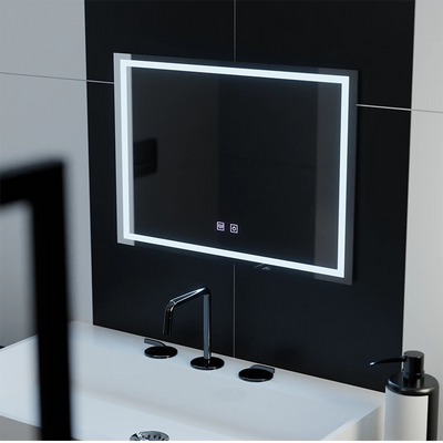 Obdélníkové LED zrcadlo, 70x50cm, RADIANTE Touch, Demister System, Stmívatelné