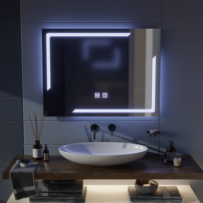 Obdélníkové LED zrcadlo, 80x60cm, ECLISSA Touch, Demister System, Stmívatelné