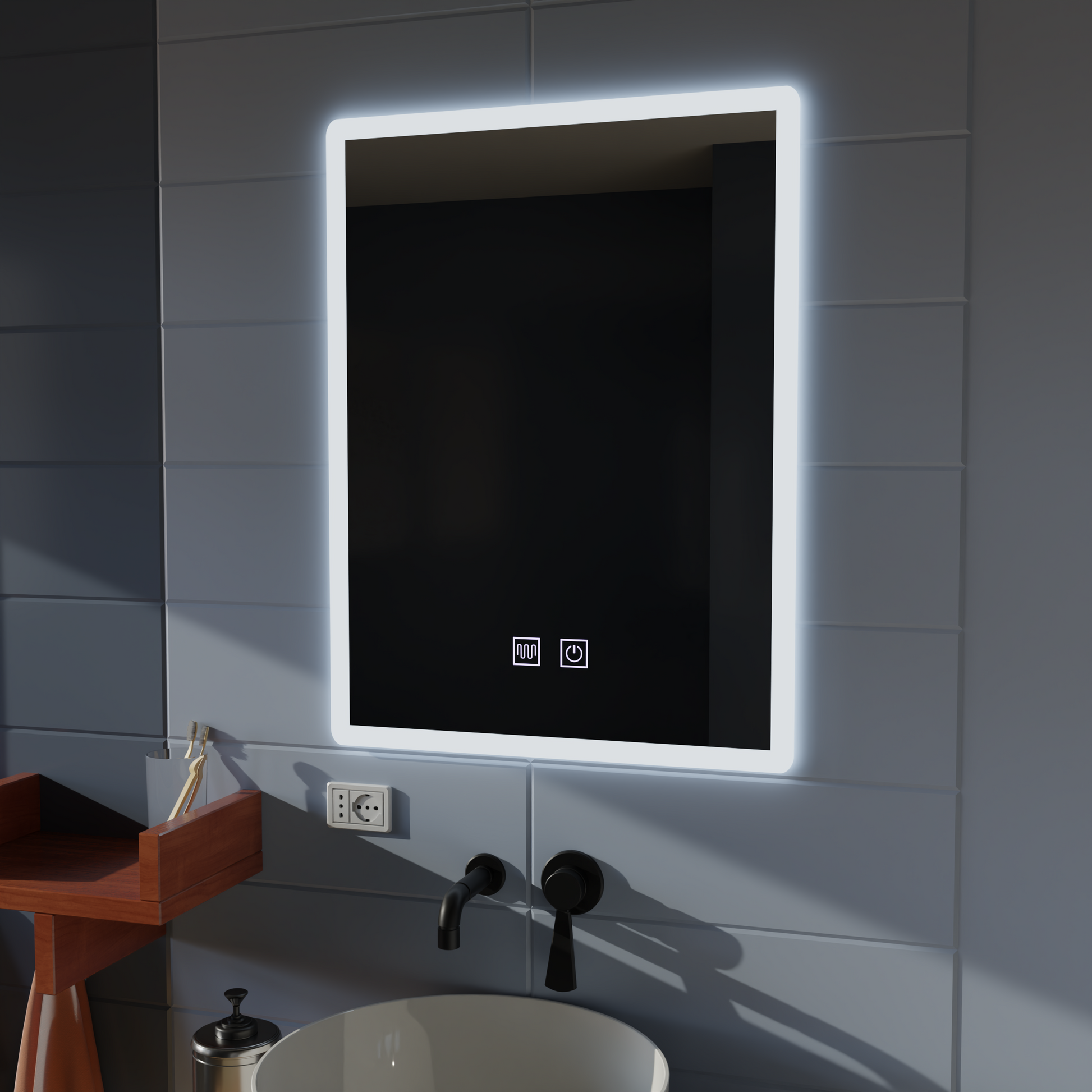 Oglinda LED Rentagulara, 60x80cm, Touch VENERA , Sistem Dezaburire,Dimabila Oglinzi Korman E Default Title Alessandro Design