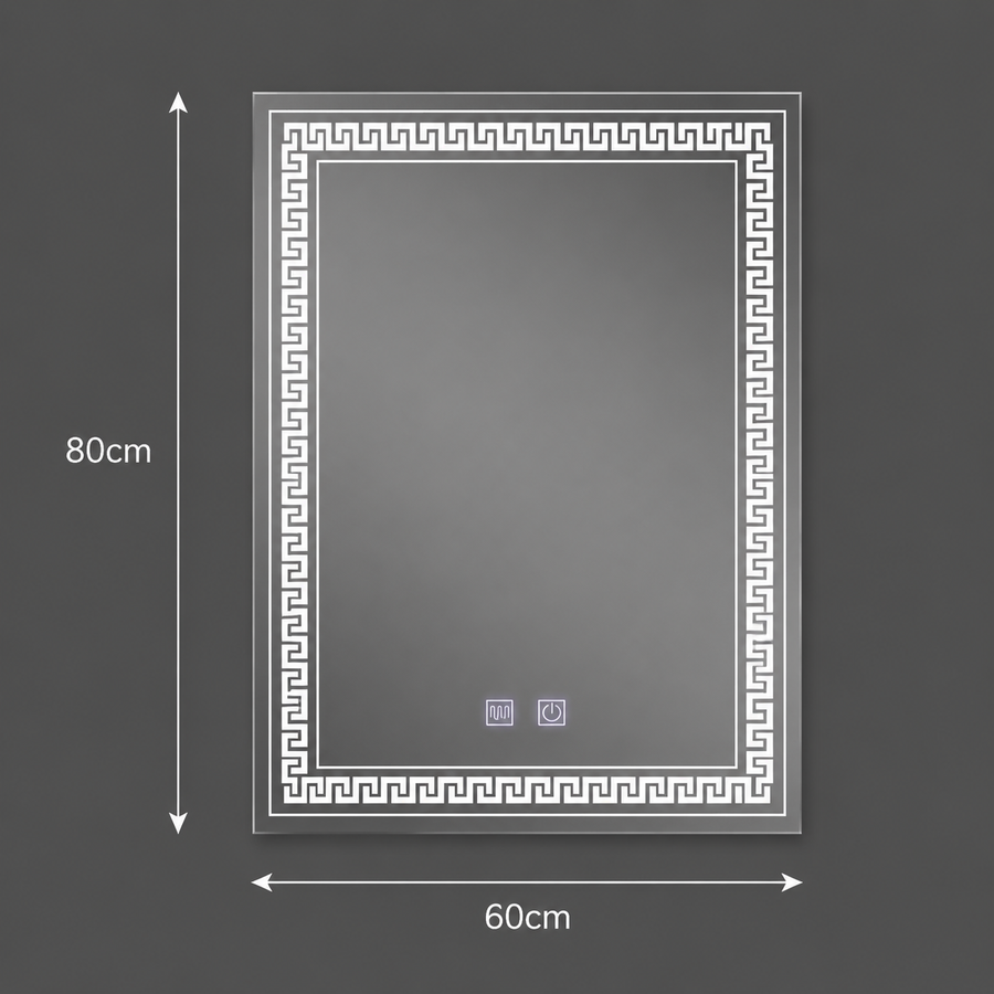 Obdélníkové LED zrcadlo, 60x80cm, Touch Vivido, Demister System, Stmívatelné