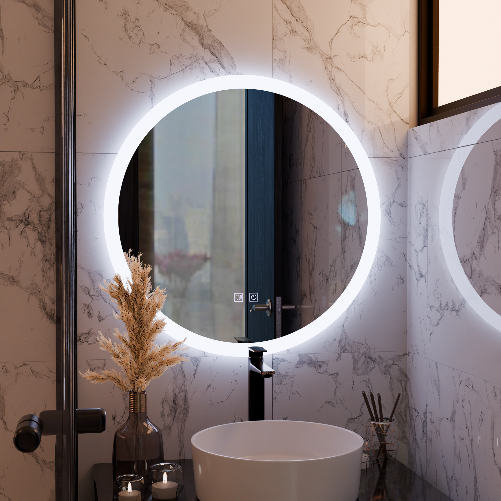 LED kulaté zrcadlo, 50 cm, Noxia Touch, Demister System, stmívatelná zrcátka Korman E Výchozí název Alessandro Design
