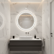 Nexos kulaté LED zrcadlo, 60cm, 24W, teplé/studené/neutrální světlo, senzor, Demister System, Hodiny, Stmívatelné