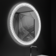 Nexos kulaté LED zrcadlo, 60cm, 24W, teplé/studené/neutrální světlo, senzor, Demister System, Hodiny, Stmívatelné