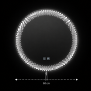 Nexos kulaté LED zrcadlo, 60cm, 24W, teplé/studené/neutrální světlo, senzor, Demister System, Hodiny, Stmívatelné