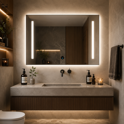 Giga LED zrcadlo, 80x60cm, Silver, Touch, 6000K light