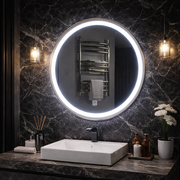 LED dotykové zrcadlo Gallio, průměr 60 cm, studené světlo 6000 K, sklo Jednoduché LED zrcadlo Výchozí název Alessandro Design