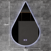 Touch River LED zrcadlo, 52W, Demist System, 80X120cm, tvar kapky