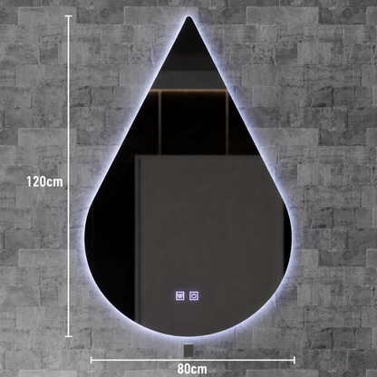 Touch River LED zrcadlo, 52W, Demist System, 80X120cm, tvar kapky