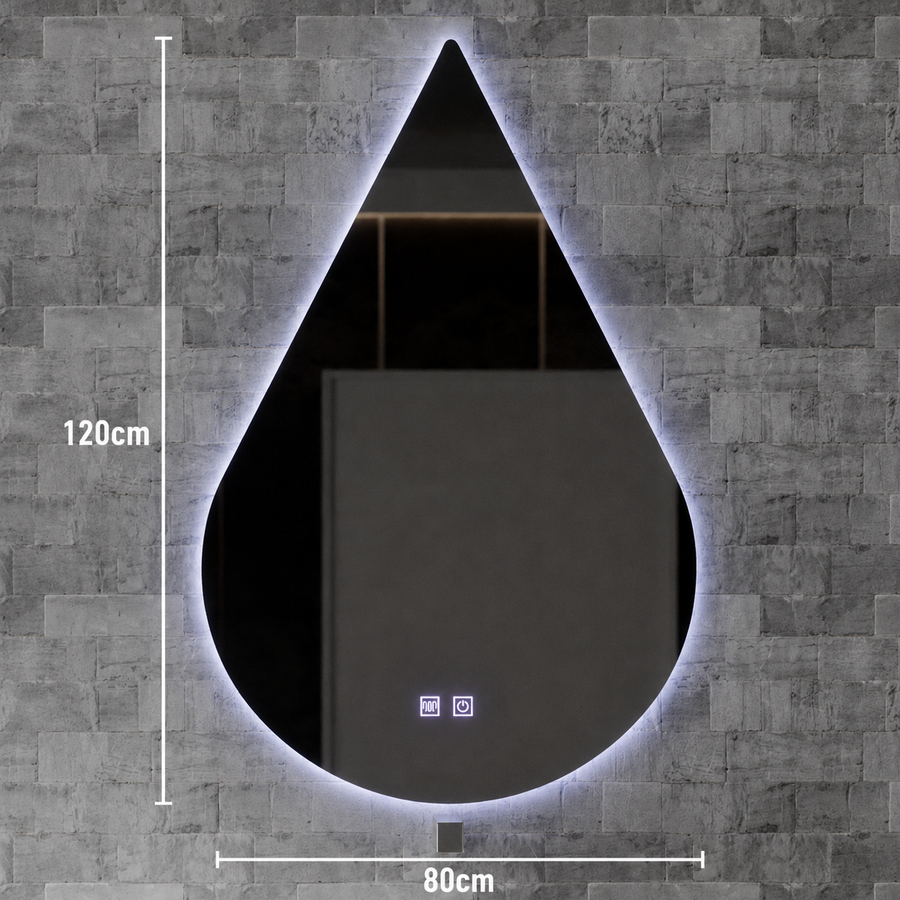 Touch River LED zrcadlo, 52W, Demist System, 80X120cm, tvar kapky