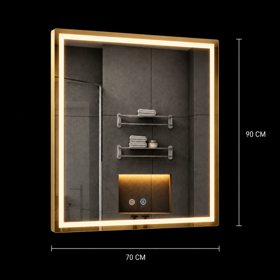 Giga LED zrcadlo, 80x60cm, Silver, Touch, 6000K light