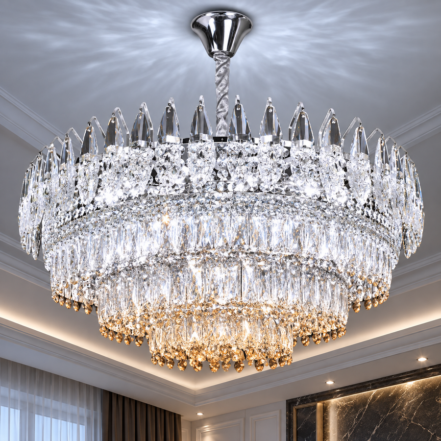 Křišťálový lustr MAJESTIC Regalis 21x E14, průměr 80cm, lesklý chrom, nastavitelná výška