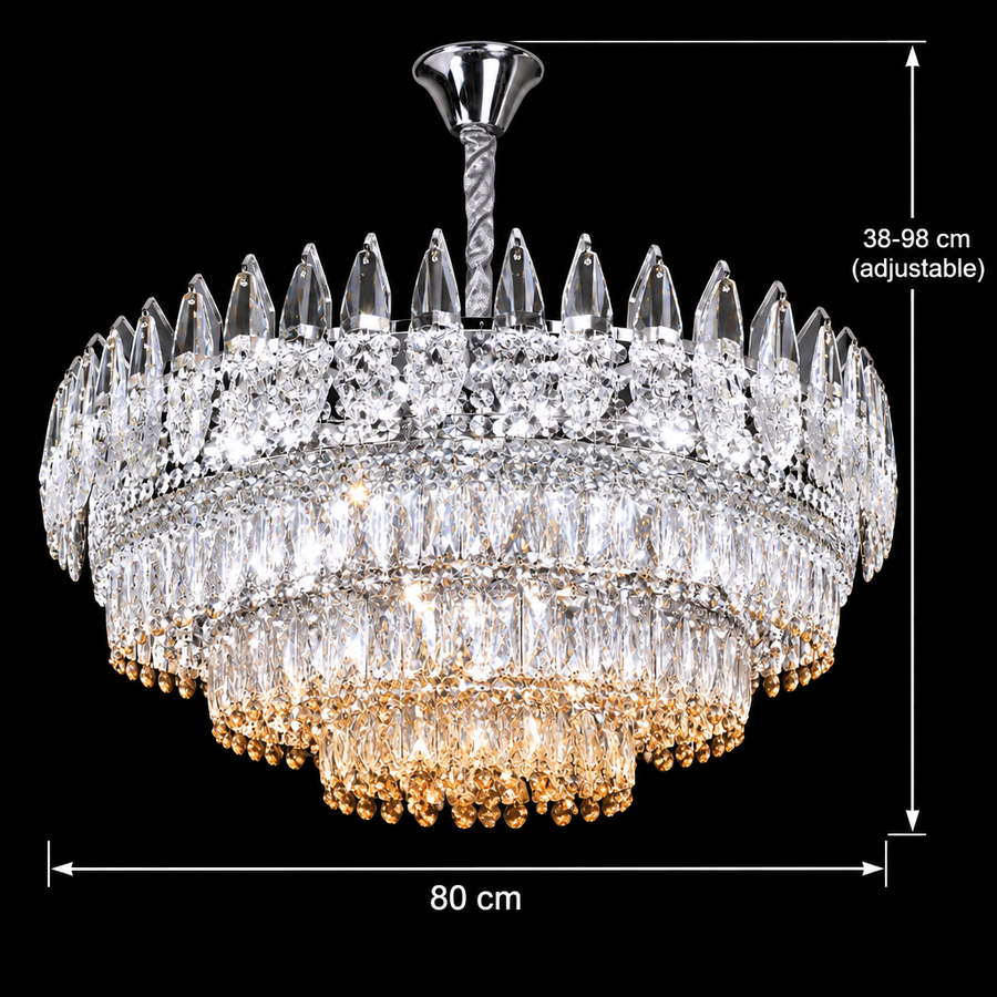 Křišťálový lustr MAJESTIC Regalis 21x E14, průměr 80cm, lesklý chrom, nastavitelná výška