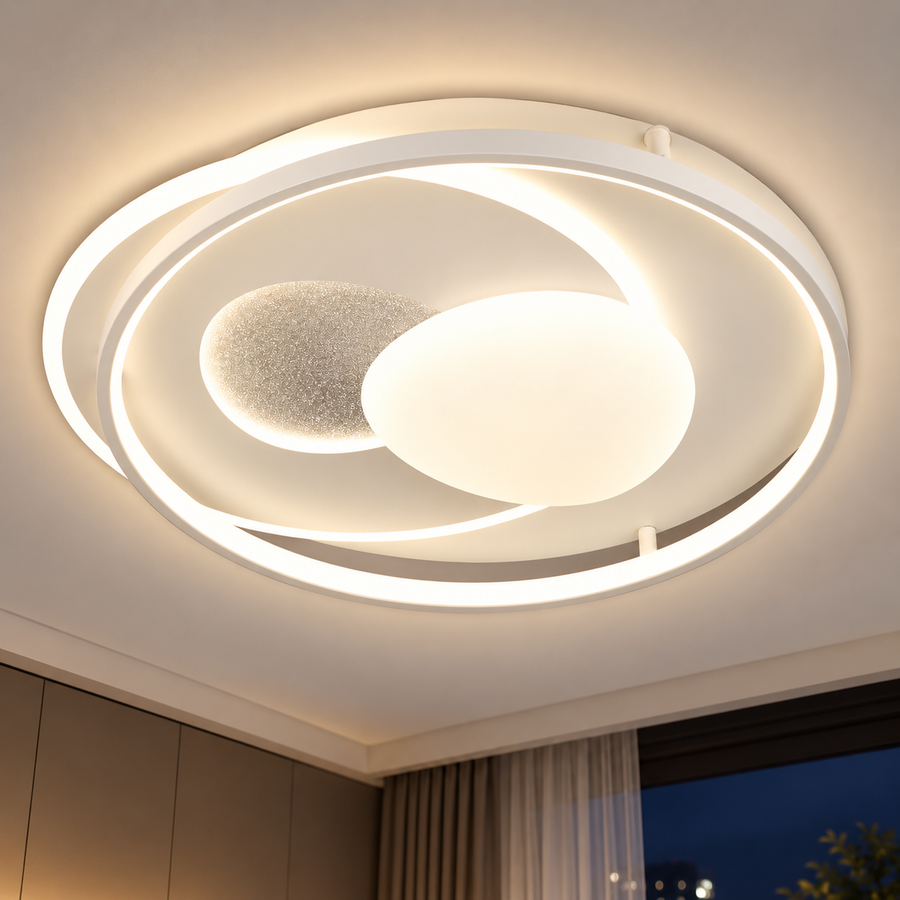 ASTERA LED lustr s dálkovým ovládáním, Oválný tvar, 85W, Studené/Teplé/Neutrální světlo, Stmívatelné, Bílá