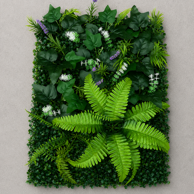 Umělý rostlinný plotový panel Levandule a smíšené listy, 40 x 60 cm, zelená