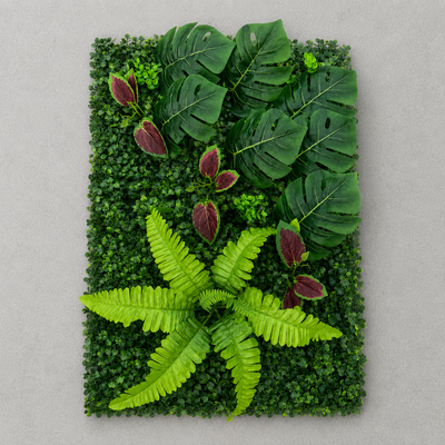 Umělý rostlinný živý plot Panel Mix Monstera, 40 x 60 cm, zelený
