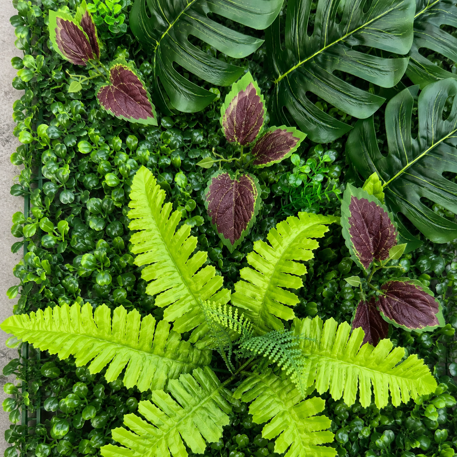 Panou de Gard Viu Artificial Mix Monstera, 40 x 60 cm, Verde