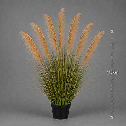 Umělá rostlinná okrasná tráva, 110 cm, se 7 prameny, rákos a tráva, tmavě zelená, bez květináče