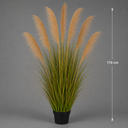Umělá rostlinná okrasná tráva, 170 cm, se 7 prameny, rákos a tráva, tmavě zelená, bez květináče