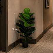 Umělá rostlina Typ stromu Ficus, 2 větve, 100 cm, zelená, s květináčem
