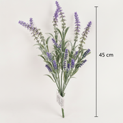 Umělá rostlina, dekorativní květ levandule, 7 větví, 45 cm, fialová a zelená, sada 2 kusů
