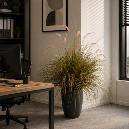 Okrasná rostlina z umělé trávy Foxtail, 120 cm, zakřivená tráva a koření, zelená a růžová, bez květináče