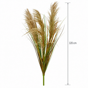 Umělá rostlinná okrasná tráva, 120 cm, se 3 dráty, rákos a tráva, tmavě zelená a hnědá, bez květináče