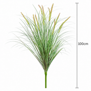 Okrasná travní rostlina s umělým liščím ocasem, 100 cm, s 12 kořením, zelená a růžová, bez květináče