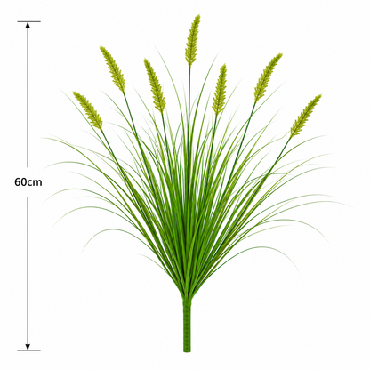 Okrasná travní rostlina s umělým liščím ocasem, 60 cm, se 7 kořením, zelená, bez květináče
