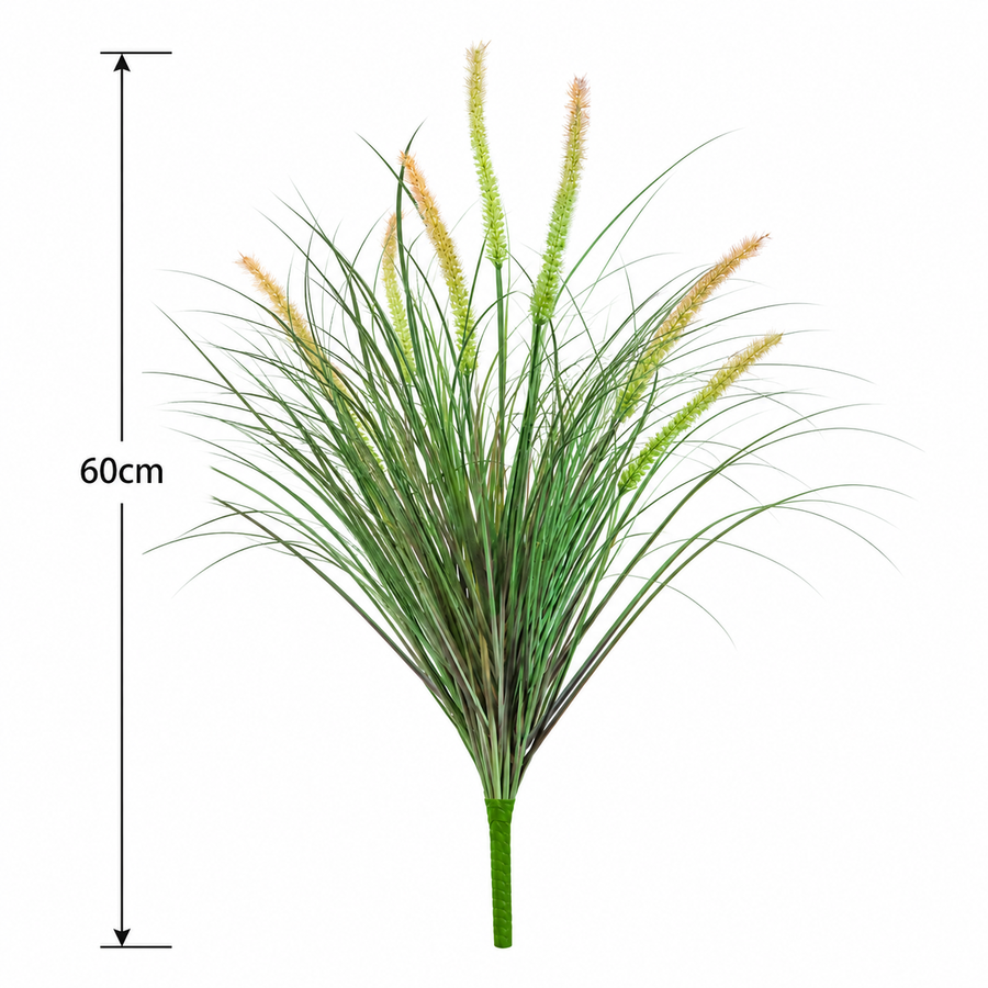 Okrasná rostlina s umělým liščím ocasem, 60 cm, se 7 kořením, zelená a růžová, bez květináče