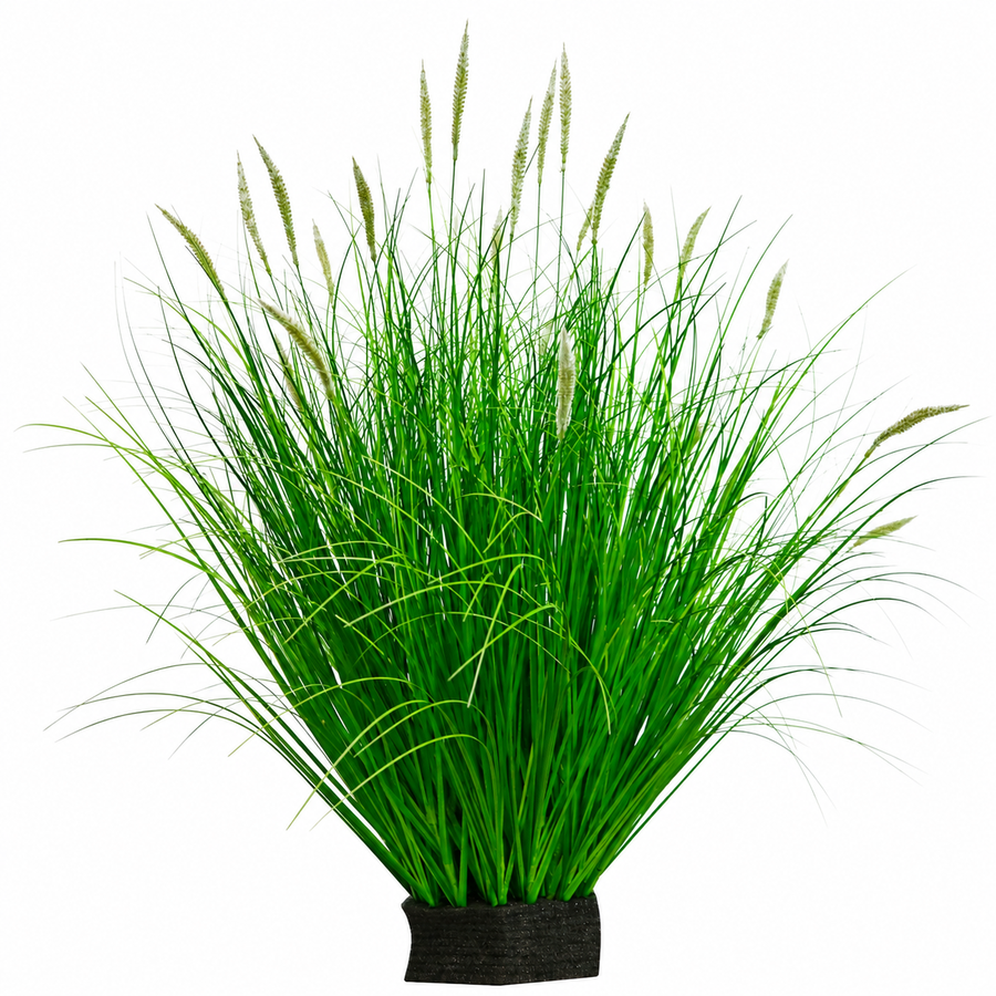 Okrasná rostlina s umělým liščím ocasem, 80 cm, s 33 kořením, zelená a bílá, bez květináče