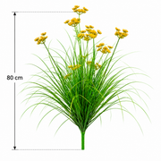 Typ umělého kopru z okrasné trávy, 80 cm, s 9 květy, zelené a žluté, bez květináče