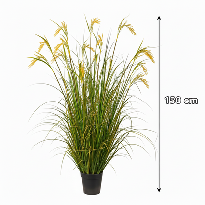 Typ koření z umělých rostlin z okrasné trávy, 150 cm, se 17 dráty, zelený a žlutý, bez květináčů