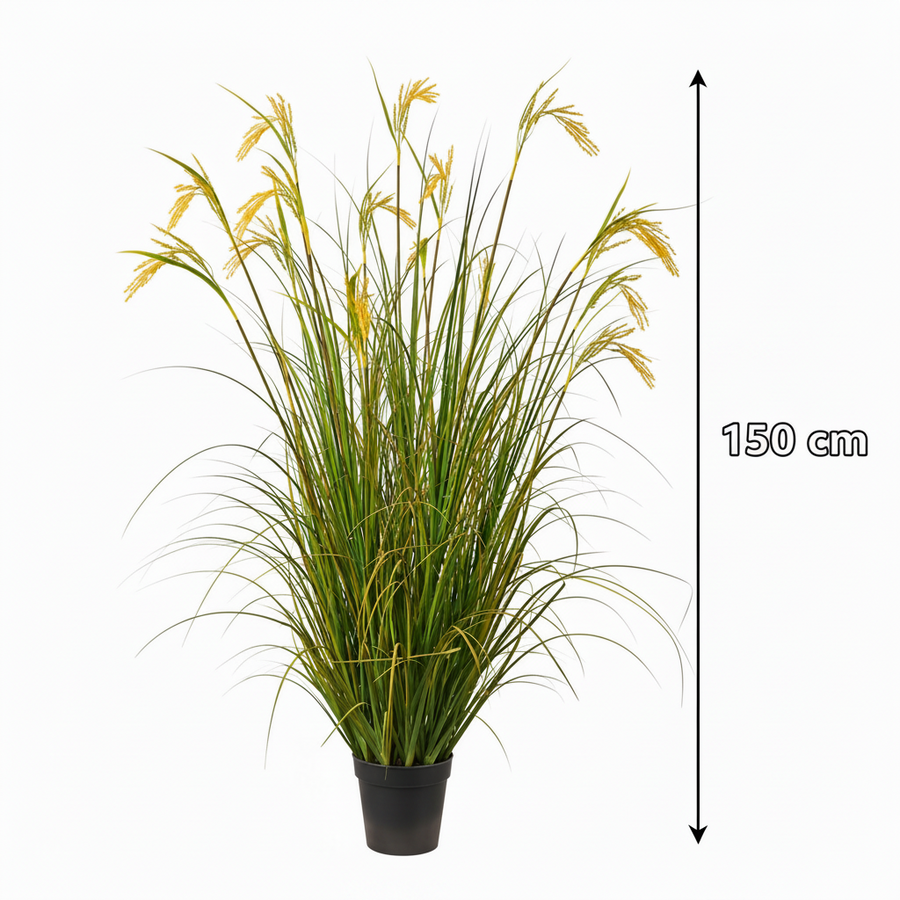 Typ koření z umělých rostlin z okrasné trávy, 150 cm, se 17 dráty, zelený a žlutý, bez květináčů