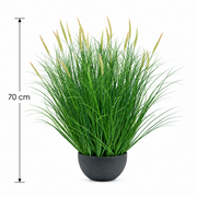 Umělá rostlina, okrasná tráva v květináči, 70 cm, s 25 kořením, zelená a růžová