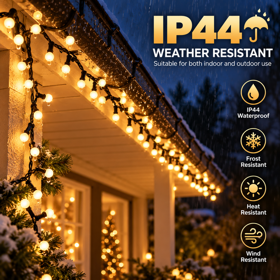 Lineární vánoční typ instalace Mini koule, teplé světlo, 1000 cm, 300 LED, IP44