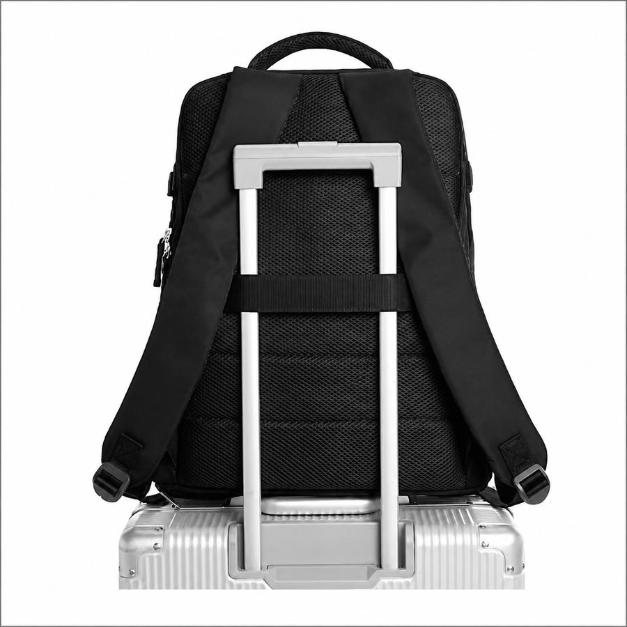 Cestovní obchodní batoh ALMATY, s USB portem, 31x22x46cm Oxford, černý