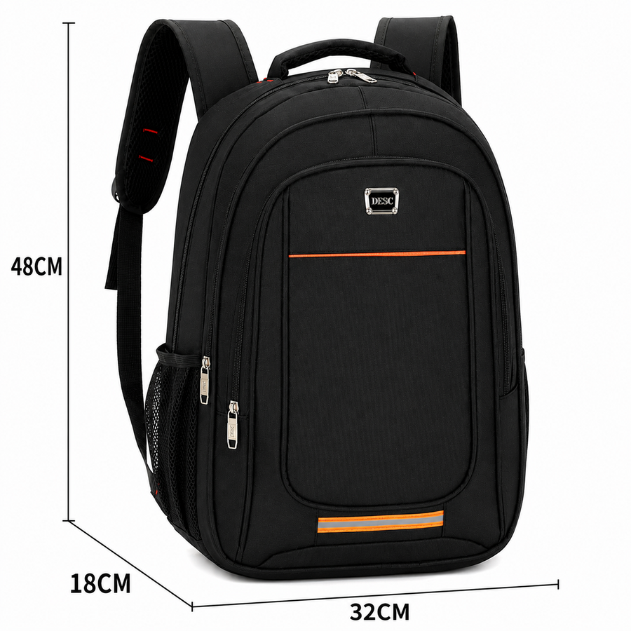 Rucsac Travel Business BAKU, 48x32x18 cm, Oxford, Negru si Portocaliu