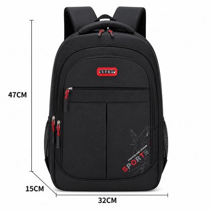 Rucsac Travel Business GANJA, 48x32x15 cm, Oxford, Negru si Rosu