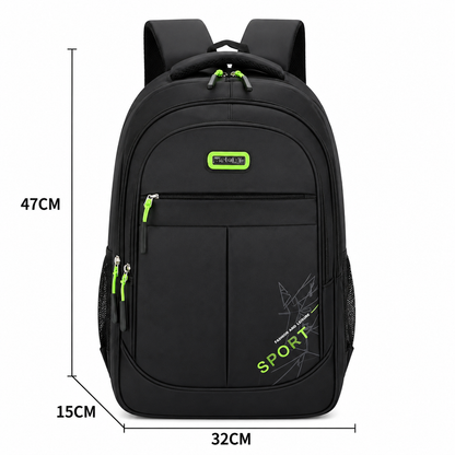 Rucsac Travel Business GANJA, 48x32x15 cm, Oxford, Negru si Verde