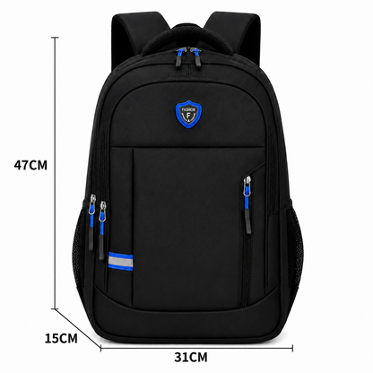 Rucsac Travel Business SUMQAYIT, 47x31x15 cm, Oxford, Negru si Albastru