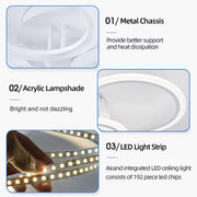 LED lustr s dálkovým ovládáním BETTY 82W, 6 kruhů, Studené/Teplé/Neutrální světlo, Stmívatelné, Bílá